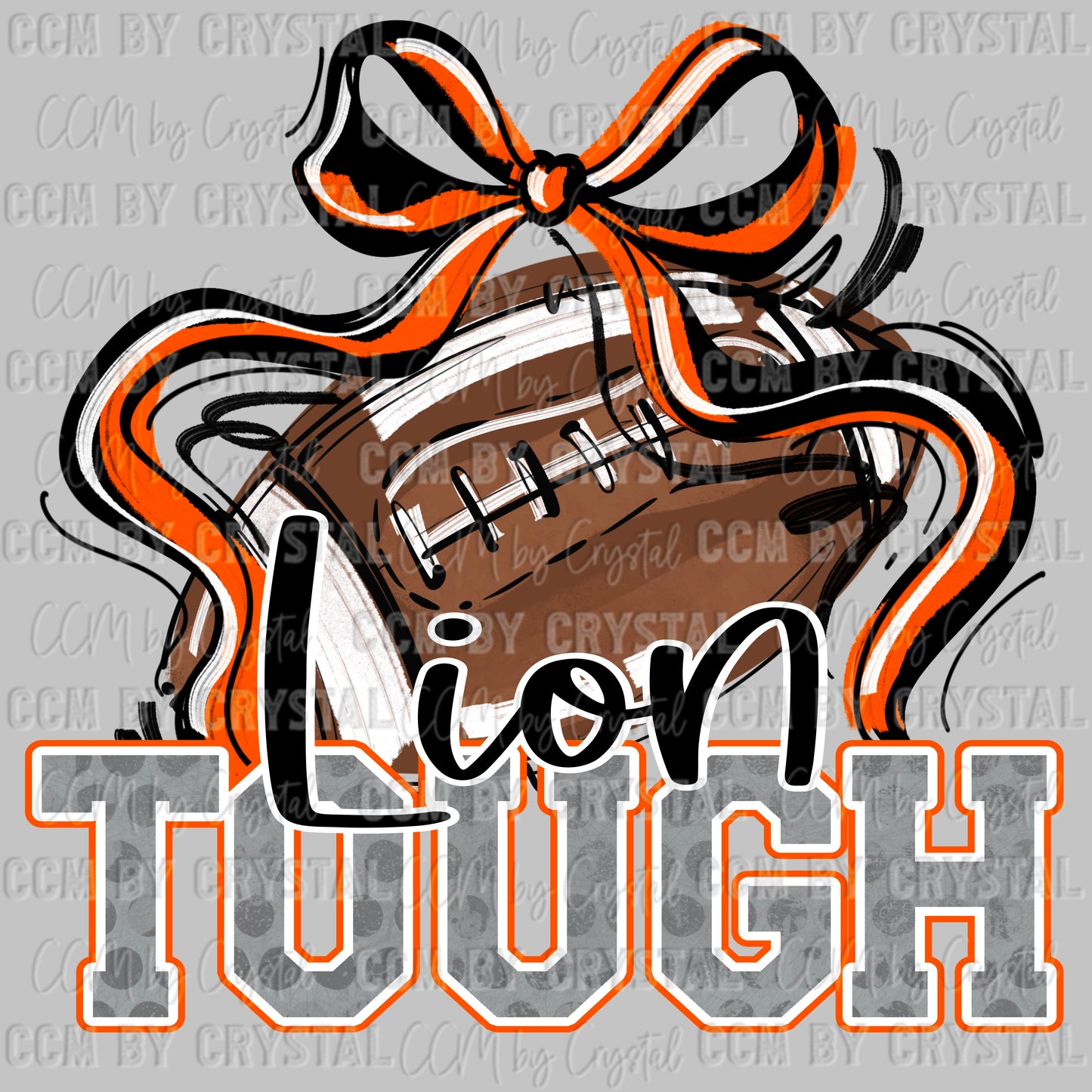 Lion Tough Football Orange Mascot Ready to Press Transfer DTF Transfer Sublimation Transfer