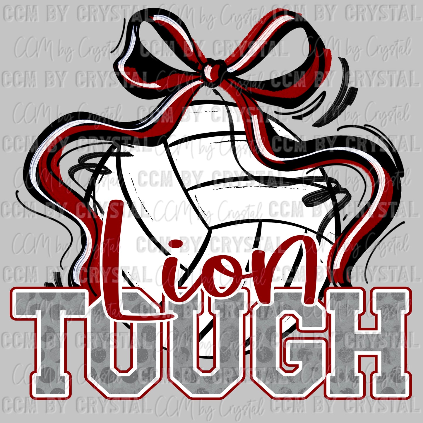 Lion Tough Volleyball Maroon Mascot Ready to Press Transfer DTF Transfer Sublimation Transfer