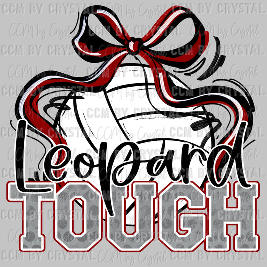 Leopard Tough Volleyball Maroon Mascot Ready to Press Transfer DTF Transfer Sublimation Transfer