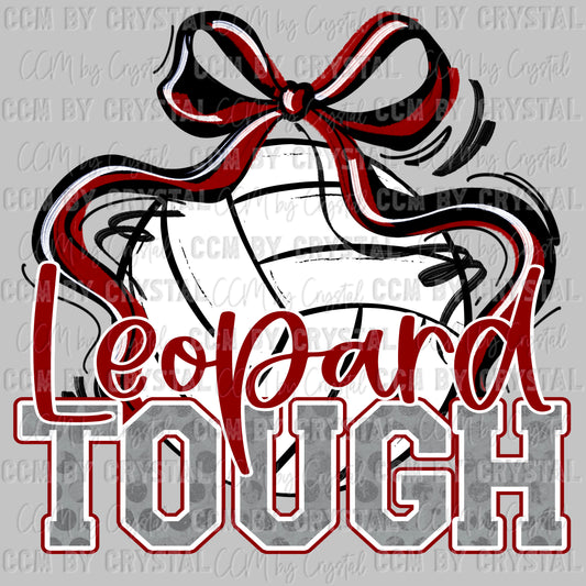 Leopard Tough Volleyball Maroon Mascot Ready to Press Transfer DTF Transfer Sublimation Transfer