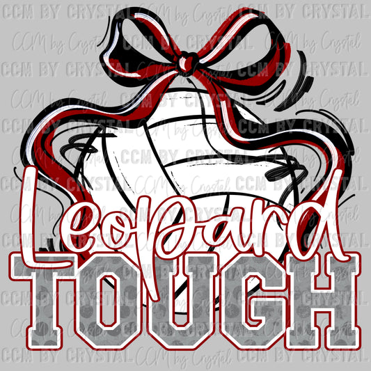 Leopard Tough Volleyball Maroon Mascot Ready to Press Transfer DTF Transfer Sublimation Transfer