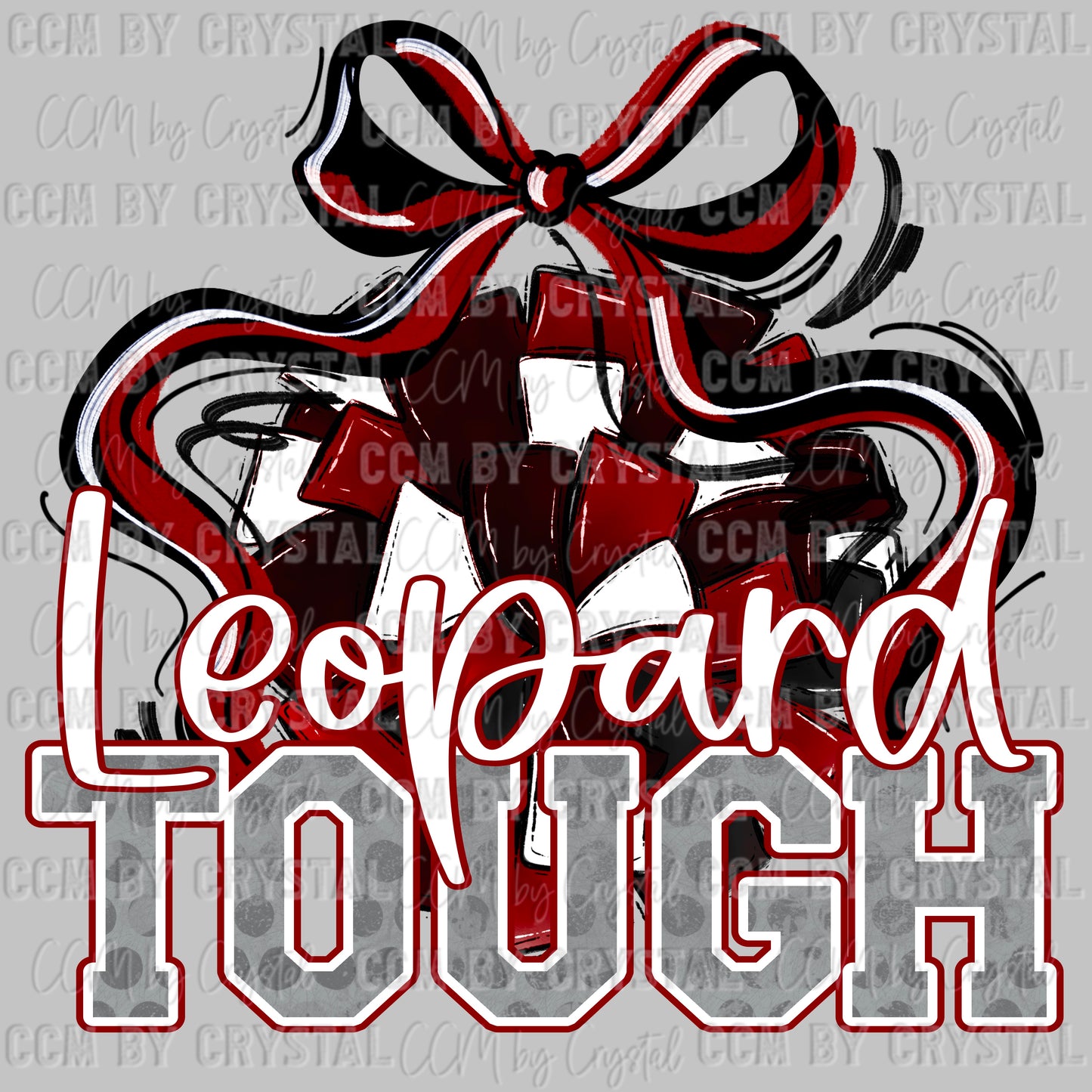 Leopard Tough Cheer Pompom Maroon Mascot Ready to Press Transfer DTF Transfer Sublimation Transfer