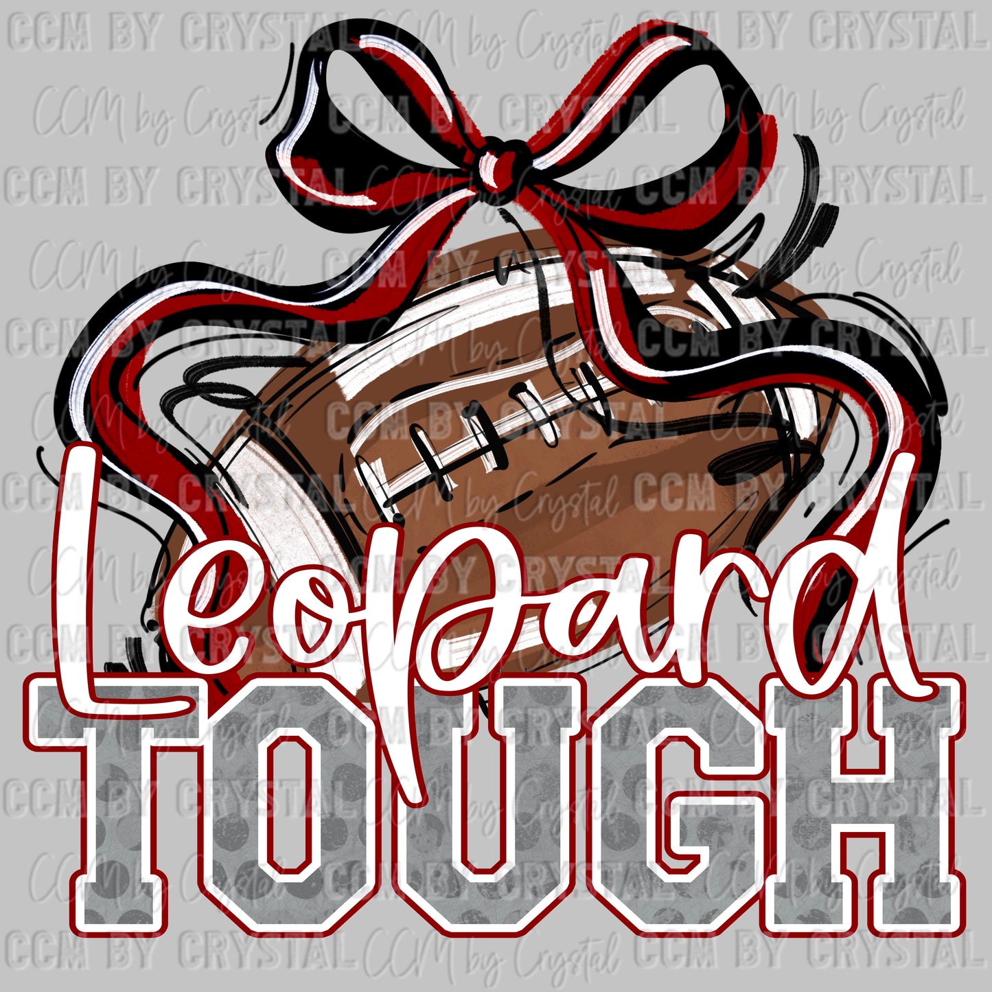 Leopard Tough Football Maroon Mascot Ready to Press Transfer DTF Transfer Sublimation Transfer