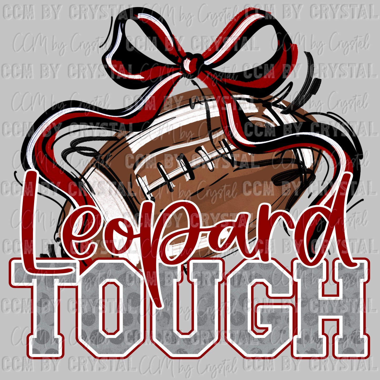 Leopard Tough Football Maroon Mascot Ready to Press Transfer DTF Transfer Sublimation Transfer