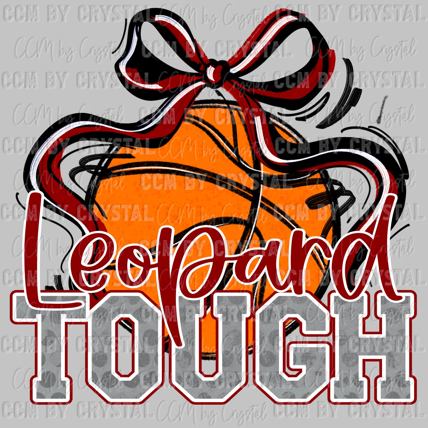 Leopard Tough Basketball Maroon Mascot Ready to Press Transfer DTF Transfer Sublimation Transfer
