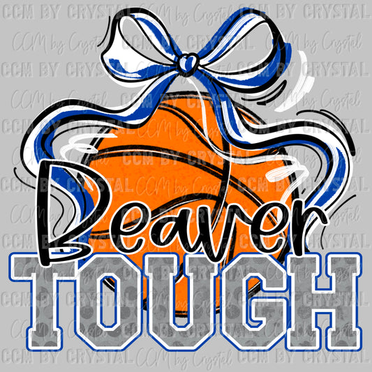 Beaver Tough Basketball Blue Mascot Ready to Press Transfer DTF Transfer Sublimation Transfer