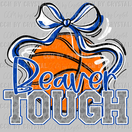 Beaver Tough Basketball Blue Mascot Ready to Press Transfer DTF Transfer Sublimation Transfer