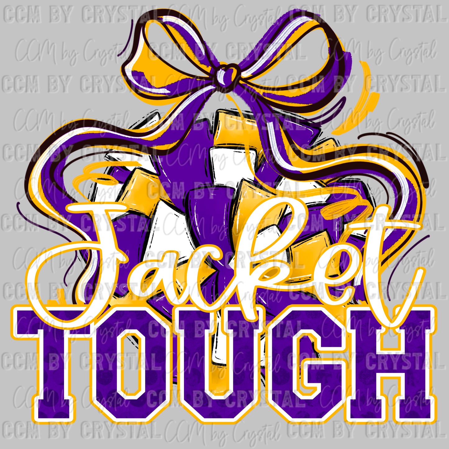 Jacket Tough Cheer Pompom gold Purple Mascot Ready to Press Transfer DTF Transfer Sublimation Transfer