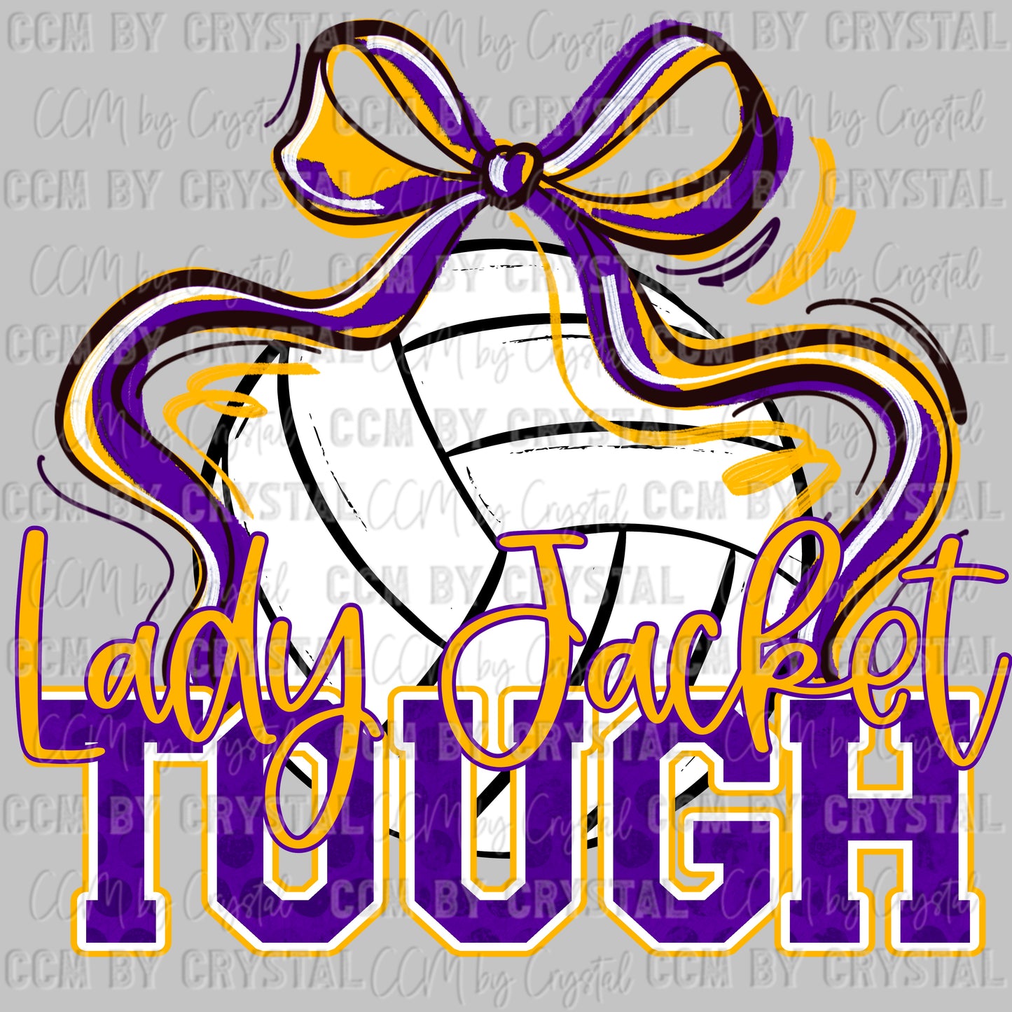 Lady Jacket Tough Volleyball Gold Purple Mascot Ready to Press Transfer DTF Transfer Sublimation Transfer