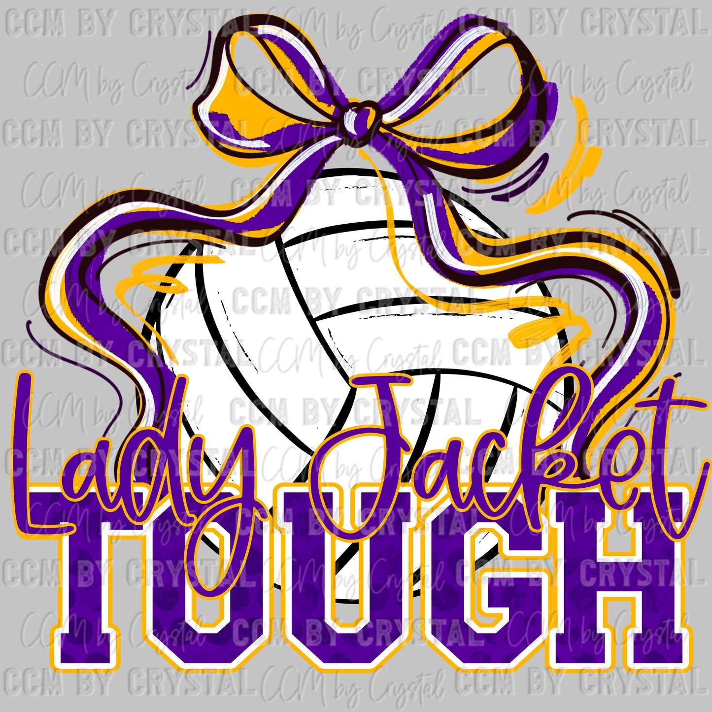 Lady Jacket Tough Volleyball Gold Purple Mascot Ready to Press Transfer DTF Transfer Sublimation Transfer