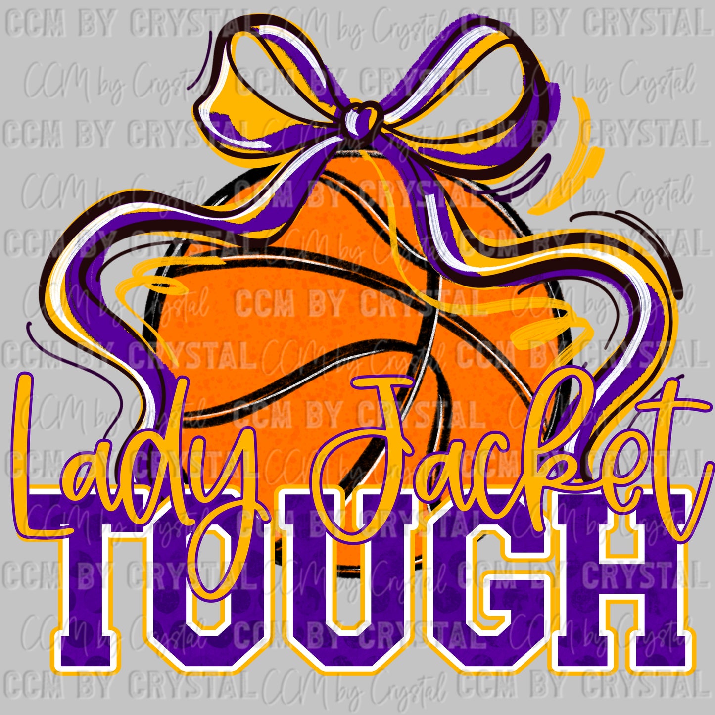 Lady Jacket Tough Basketball Gold Purple Mascot Ready to Press Transfer DTF Transfer Sublimation Transfer