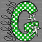 G Gobblers Cuero Green Checkered Sports Mascot Ready to Press Transfer DTF Transfer Sublimation Transfer