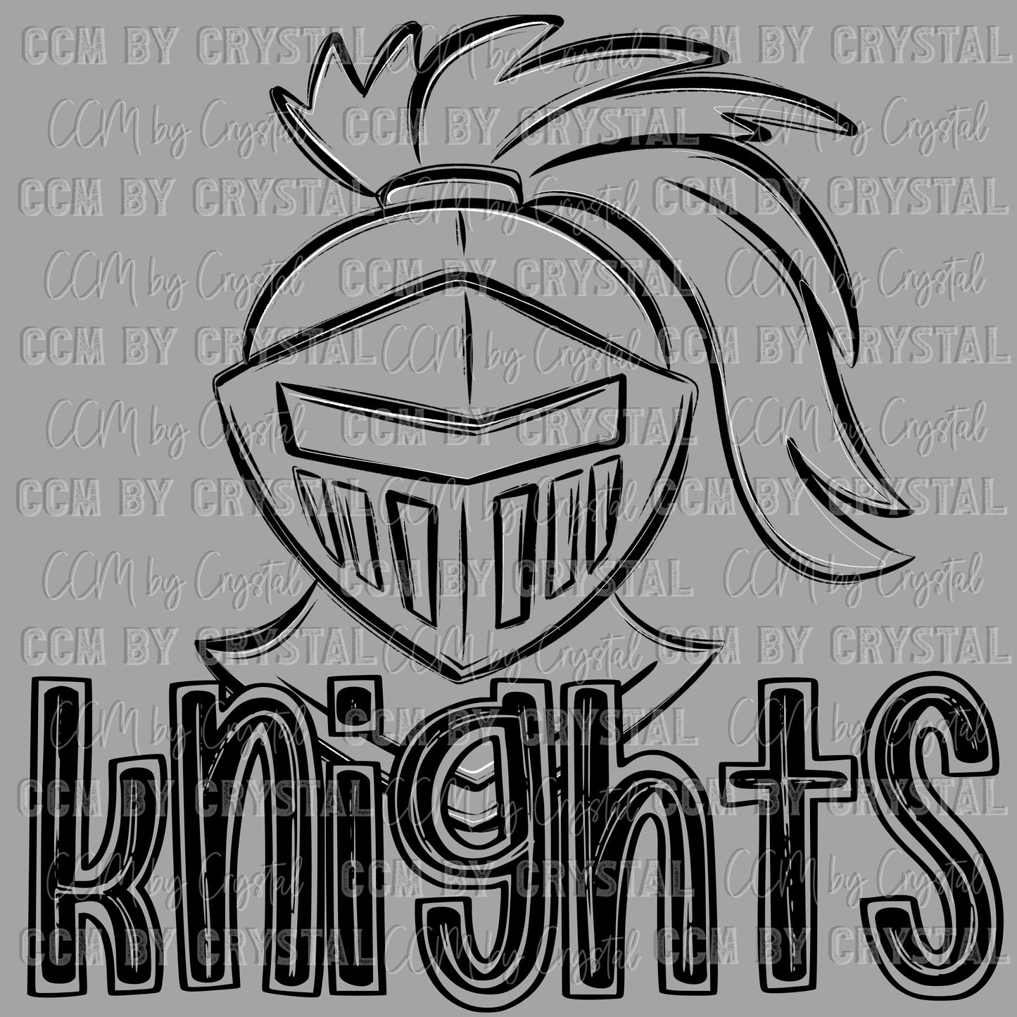 Knights Doodle Mascot Sports Ready to Press Transfer DTF Transfer Sublimation Transfer