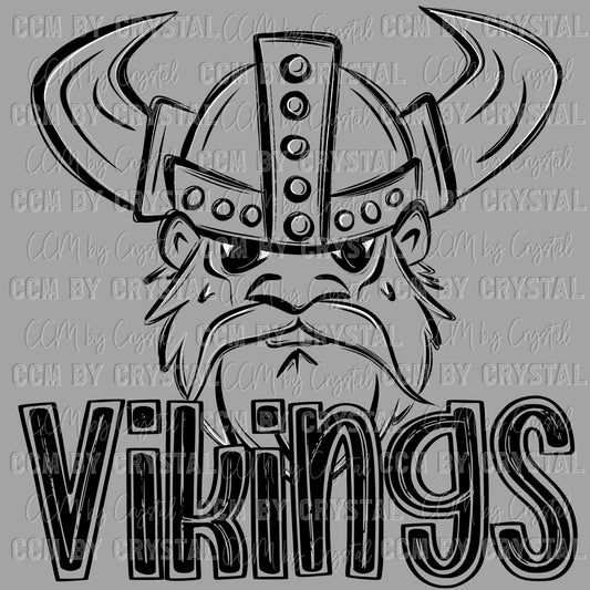 Vikings Doodle Mascot Sports Ready to Press Transfer DTF Transfer Sublimation Transfer