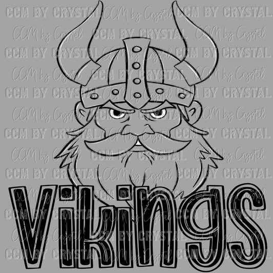 Vikings Doodle Mascot Sports Ready to Press Transfer DTF Transfer Sublimation Transfer