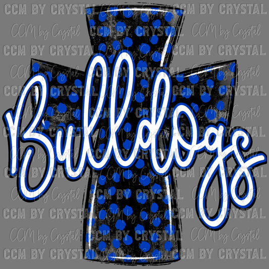 Bulldogs Mascot Cross Blue Black Ready to Press Transfer DTF Transfer Sublimation Transfer