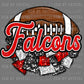 Falcons Cheer Pom Pom Football Mascot Cross Red Black Ready to Press Transfer DTF Transfer Sublimation Transfer