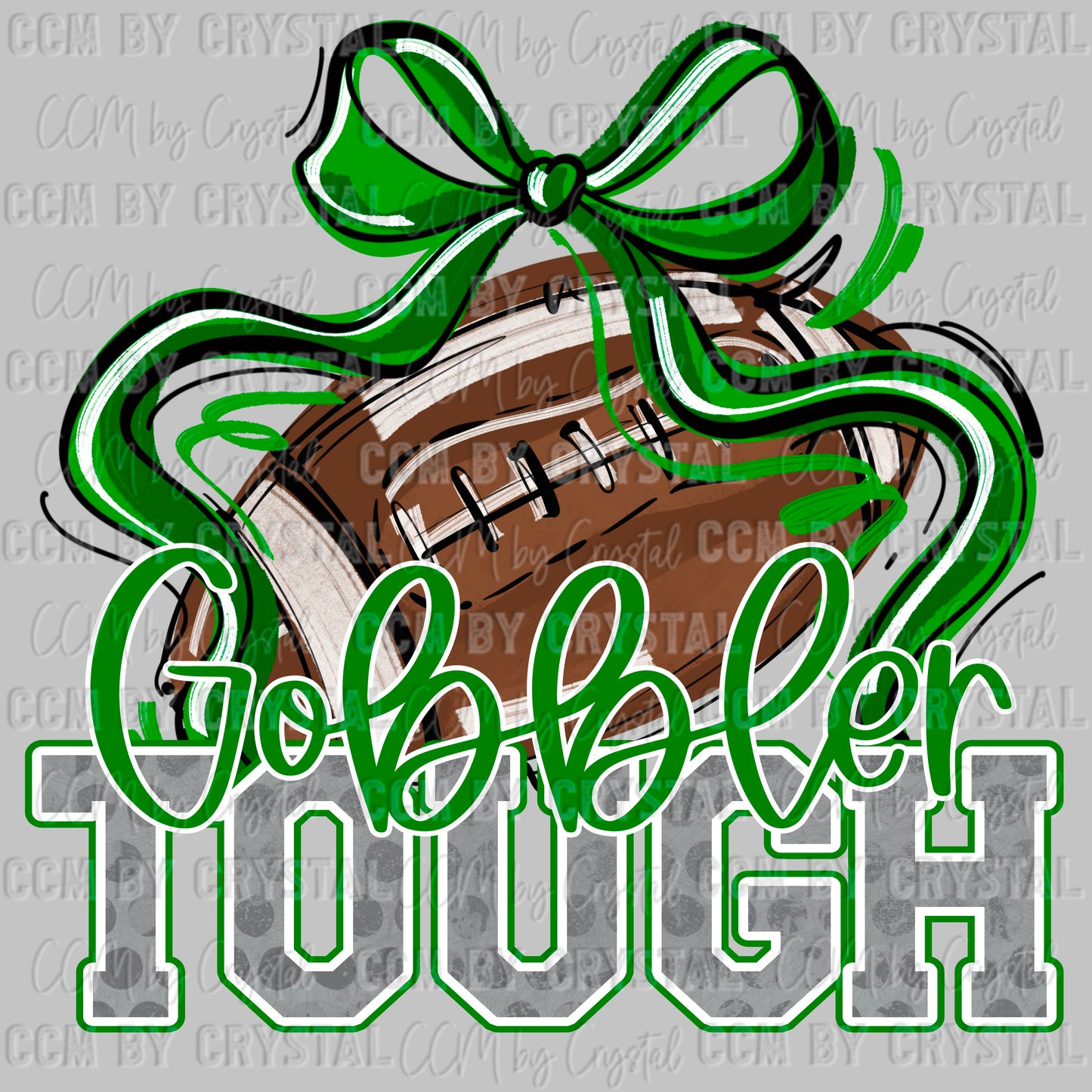 Gobbler Tough Football Green Mascot Sports Ready to Press Transfer DTF Transfer Sublimation Transfer