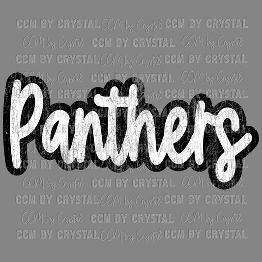 Distressed Panthers Mascot Sports Ready to Press Transfer DTF Transfer Sublimation Transfer