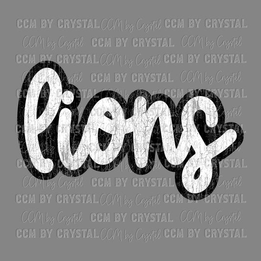 Distressed Lions Mascot Sports Ready to Press Transfer DTF Transfer Sublimation Transfer