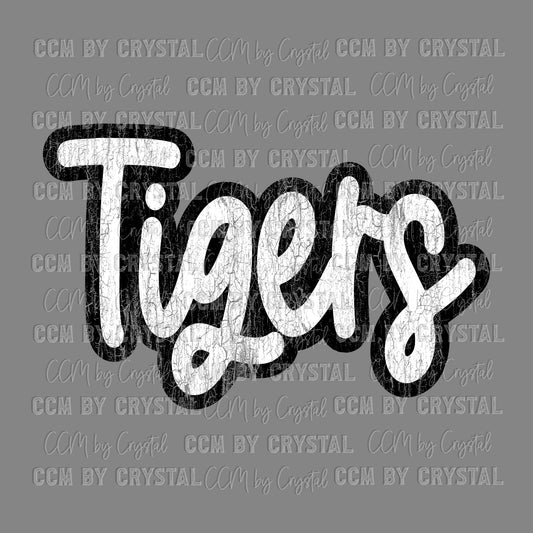 Distressed Tigers Mascot Sports Ready to Press Transfer DTF Transfer Sublimation Transfer