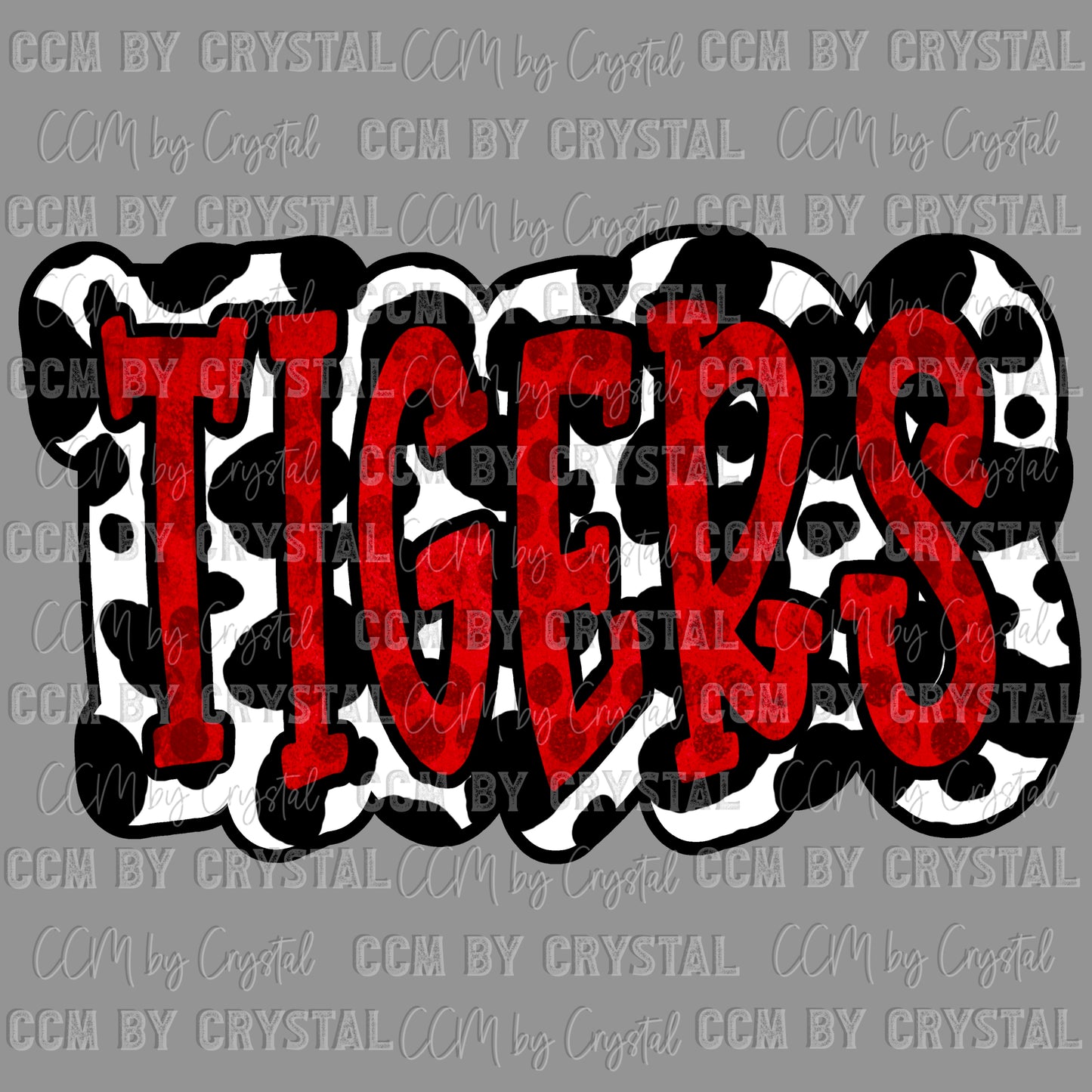 Tigers Red Mascot Sports Ready to Press Transfer DTF Transfer Sublimation Transfer