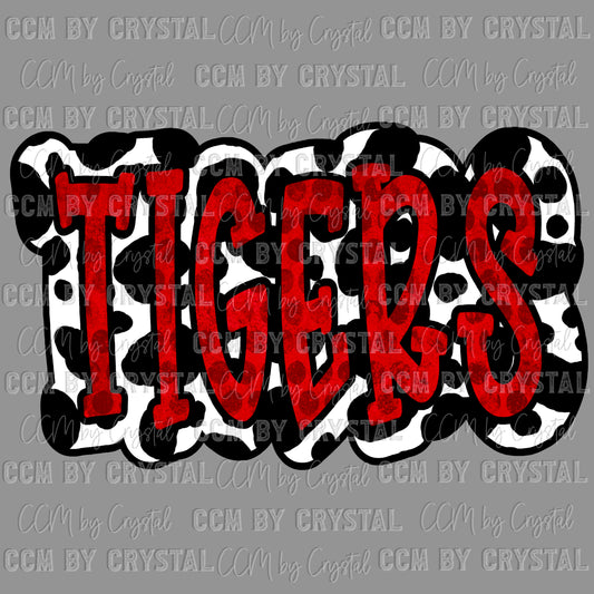 Tigers Red Mascot Sports Ready to Press Transfer DTF Transfer Sublimation Transfer
