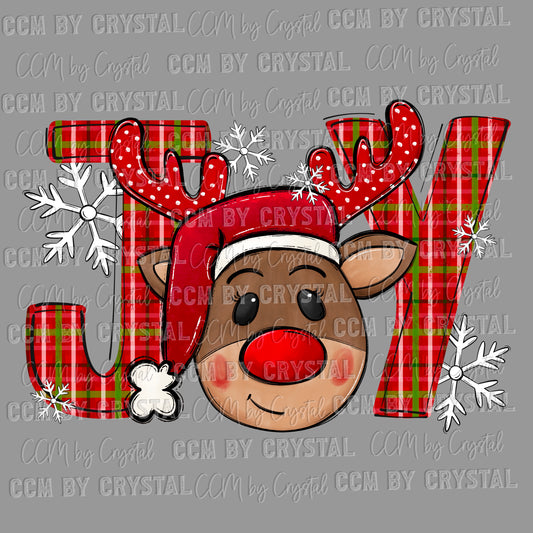 Joy Reindeer Christmas Ready to Press Transfer DTF Transfer Sublimation Transfer