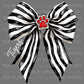 Tigers Black and White Bow Mascot Red Paw Ready to Press Transfer DTF Transfer Sublimation Transfer