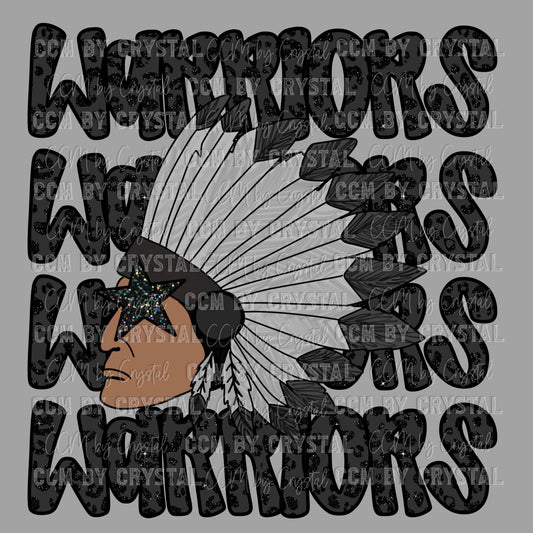 Warriors Mascot Blacl Leopard Ready to Press Transfer DTF Transfer Sublimation Transfer