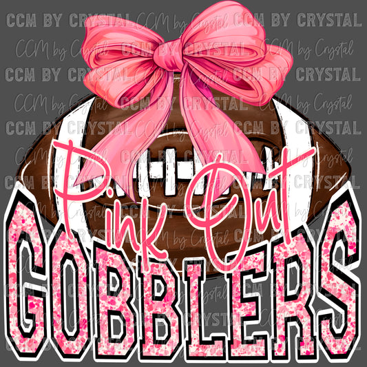 Cuero Gobblers Football Bow Pink Out Mascot Ready to Press Transfer DTF Transfer Sublimation Transfer