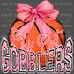 Cuero Gobblers Basketball Bow Pink Out Mascot Ready to Press Transfer DTF Transfer Sublimation Transfer