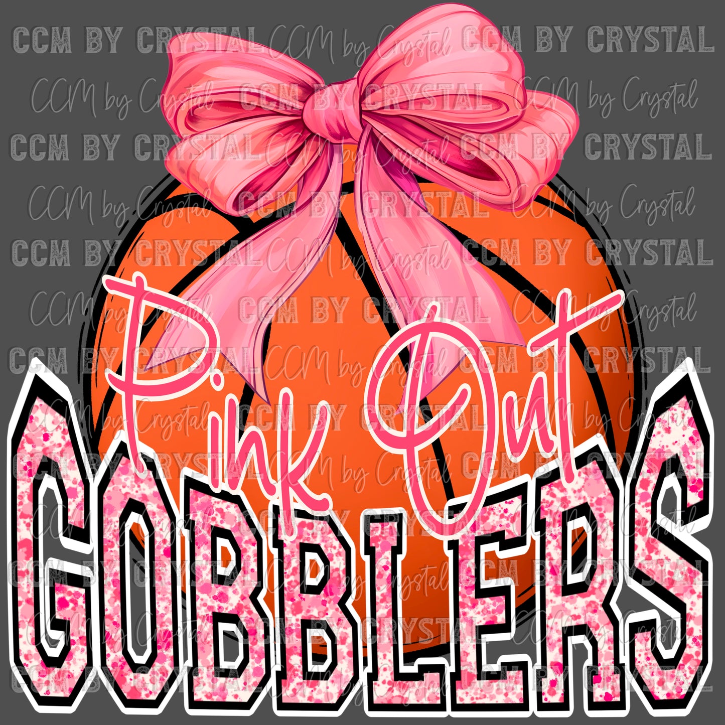Cuero Gobblers Basketball Bow Pink Out Mascot Ready to Press Transfer DTF Transfer Sublimation Transfer