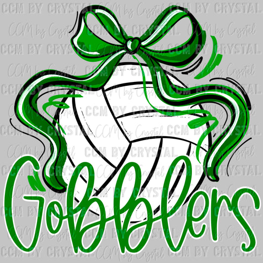 Cuero Gobblers Volleyball Bow Mascot Ready to Press Transfer DTF Transfer Sublimation Transfer
