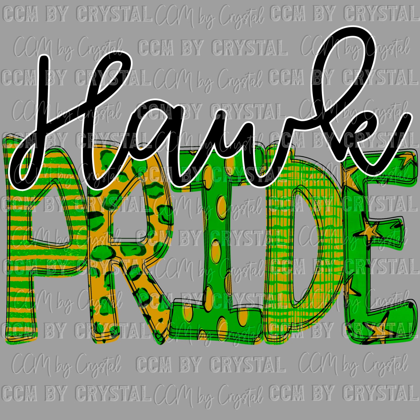 Hawk Pride Green Gold Ready to Press Transfer DTF Transfer Sublimation Transfer