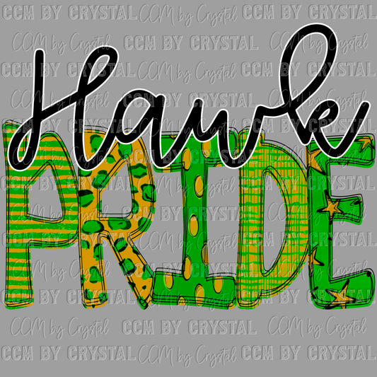 Hawk Pride Green Gold Ready to Press Transfer DTF Transfer Sublimation Transfer