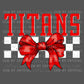 Titans Red Bow Mascot Ready to Press Transfer DTF Transfer Sublimation Transfer