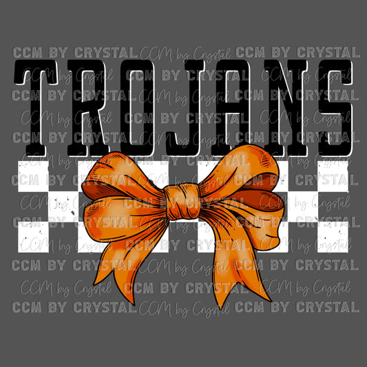 Trojans Burnt Orange Bow Mascot Ready to Press Transfer DTF Transfer Sublimation Transfer