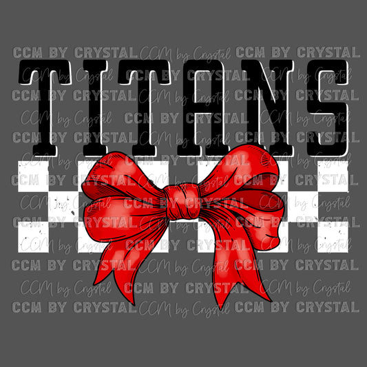Titans Red Bow Mascot Ready to Press Transfer DTF Transfer Sublimation Transfer