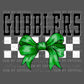 Gobblers Green Bow Mascot Ready to Press Transfer DTF Transfer Sublimation Transfer