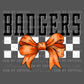 Badgers Orange Bow Mascot Ready to Press Transfer DTF Transfer Sublimation Transfer