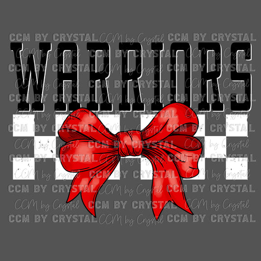 Warriors Red Bow Mascot Ready to Press Transfer DTF Transfer Sublimation Transfer