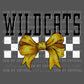 Wildcats Gold Bow Mascot Ready to Press Transfer DTF Transfer Sublimation Transfer