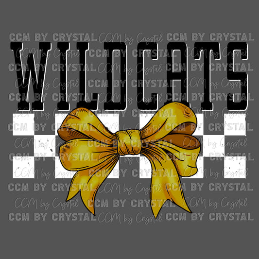 Wildcats Gold Bow Mascot Ready to Press Transfer DTF Transfer Sublimation Transfer