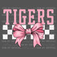 Tigers Pink Bow Mascot Ready to Press Transfer DTF Transfer Sublimation Transfer