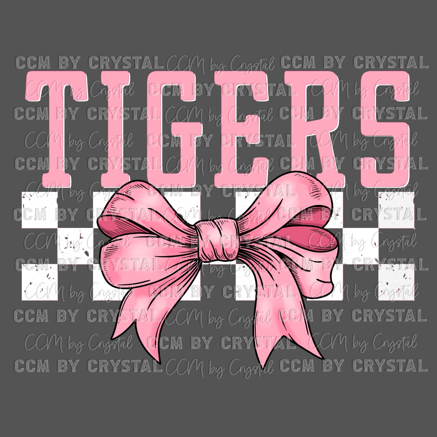 Tigers Pink Bow Mascot Ready to Press Transfer DTF Transfer Sublimation Transfer