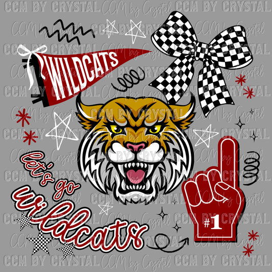 Wildcats Maroon Mascot Ready to Press Transfer DTF Transfer Sublimation Transfer