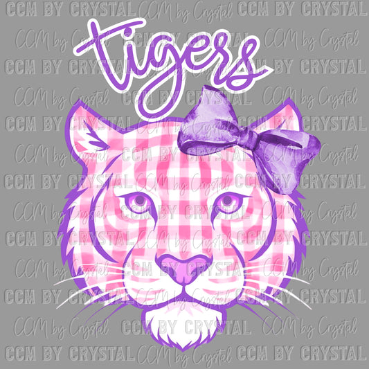 Pink Purple Tigers Ready to Press Transfer DTF Transfer Sublimation Transfer