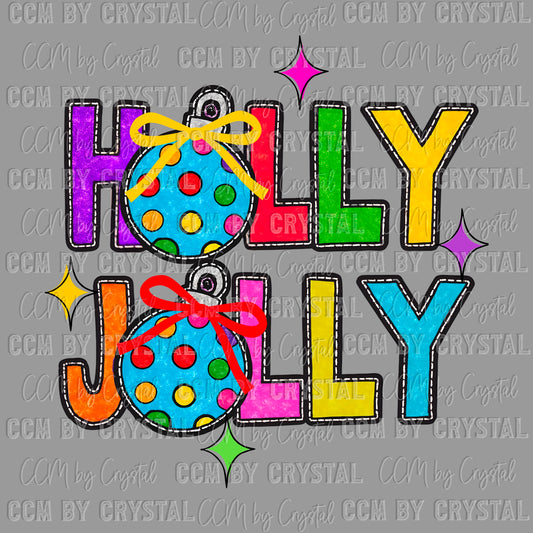 Colorful Holly Jolly Christmas Ready to Press Transfer DTF Transfer Sublimation Transfer