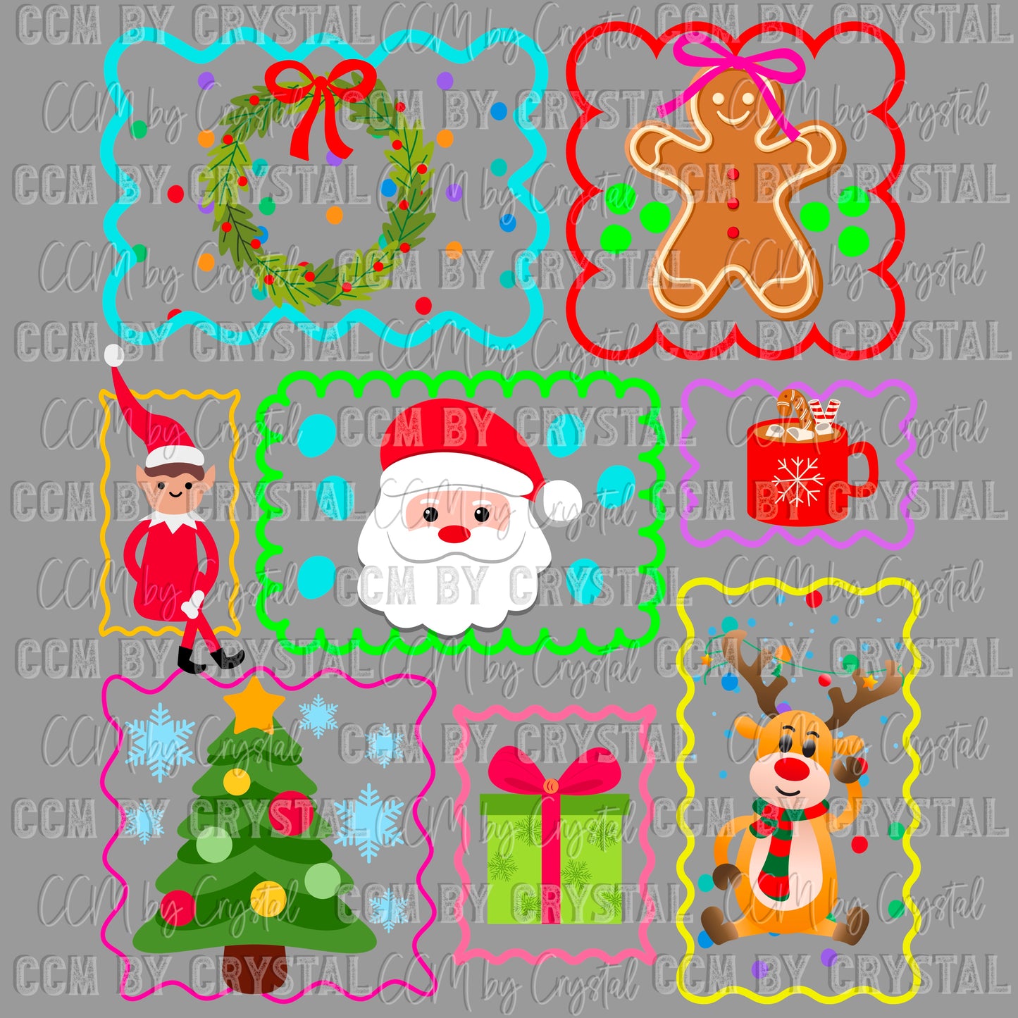 Christmas Stamps Santa Ready to Press Transfer DTF Transfer Sublimation Transfer